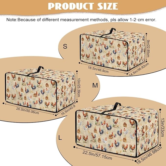 Rooster Chicken Chick Print Waterproof Toaster Oven Cover Heavy Duty Microwave Oven Dust Cover Dust-Proof Universal Kitchen Machine Covers Suitable for Most Microwave Ovens, S