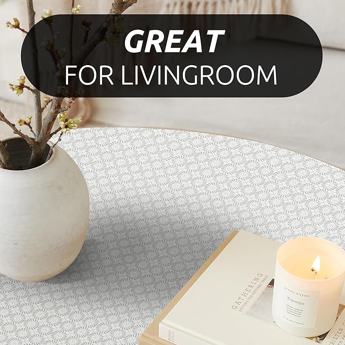 RAY STAR 12X120 Inch Shelf Liner for Kitchen Cabinets, Non-Adhesive Cabinet Liner Washable, PVC Drawer Liner for Dresser Non-Slip Bathroom (White Circle)(3 Roll)