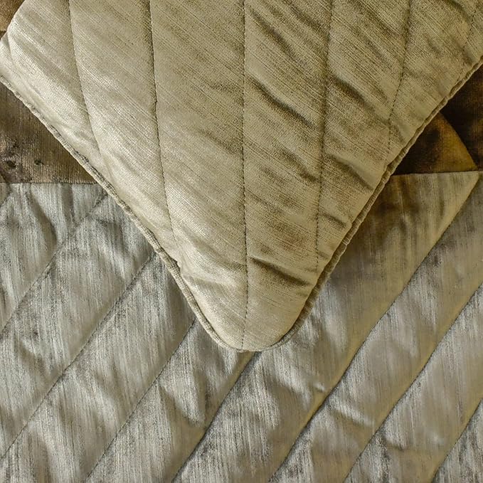 The HomeCentric King/Queen/Twin Brown Decorative Bed Runner CA King 86"x18" Bed Runner Without Pillow Cover, Solid, Chevron, Patchwork, Quilted Bed Scarf on Velvet Fabric - Plush Divide