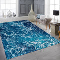9CH Ocean Beach Area Rug 9'x12', Blue Sea Waves Polyester Area Rug Non-Slip Carpet Mat for Living Dining Dorm Room Bedroom Home Decorative