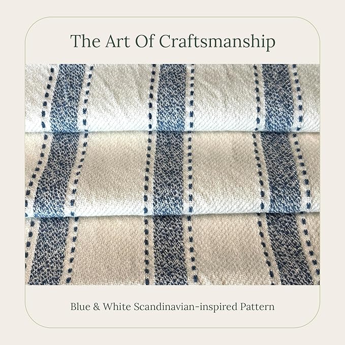 SanVia Scandi Nest Premium Cotton Throw Pillow Covers, 20 x 20 Inches, Luxurious Handwoven Couch Pillow Covers with Hidden Zipper, Elegant Home Décor, Insert Not Included