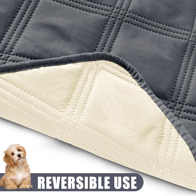 Smiry Waterproof Dog Bed Cover Blanket 40x70, Soft Reversible Pet Blanket, Washable Leakproof Cats Dogs Couch Cover for Sofa, Couch, Furniture, Lattice, Dark Grey/Beige