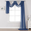 DONREN Semi Sheer Panel Curtains Scarf-Home Decor Window Sheer Valance Voile Scarf 1 Piece,52 inches Wide by 288 inches Long,Navy Blue