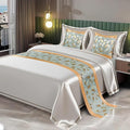 Bed Runner for Guest Room，Luxury Bed Runner，Wedding Bed Runner，Embroidered Bed Runner，Breathable Washable，Hotel Decor，Bed Decorations ，for Home Hotel Decorations(F,2 Pillowcase)