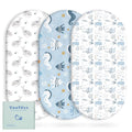Yoofoss Bassinet Sheets for Baby,3-Pack Fitted Bassinet Sheets Set Compatible with Halo Bassinest Swivel Sleeper,Baby Delight,Angelbliss,Soft Breathable Bassinet Mattress Sheets (Blue+Seahorse)