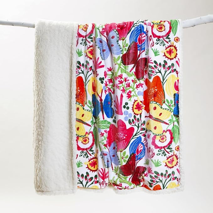 CARSTENS, INC. Ultra Premium Super Soft Plush Sherpa Fleece Oversized Throw Blanket 54" x 68", Butterfly