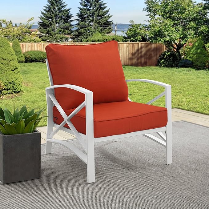 Goodgoods 24x24 inch Outdoor/Indoor Deep Seat Patio Cushions Set of 2 Resilient Foam Filling Water Repellent Stain-Resistant UV Resistant Weather Resistant Deep Seat Bottom Quarry Red