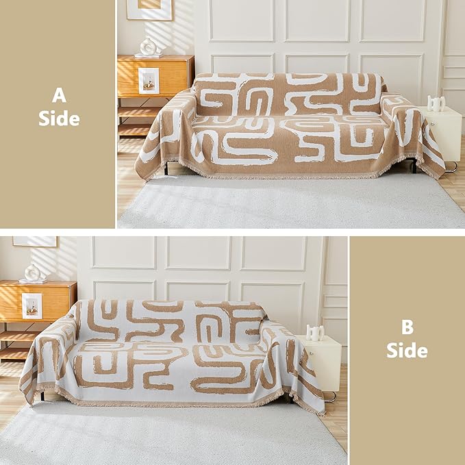 MEETSKY Boho Couch Cover Sofa Cover Washable,Chenille Sofa Covers for 2 Cushion Couch Sofa, Sofa Slipcover Loveseat Pet Couch Covers for Sectional Sofa,71" X118"