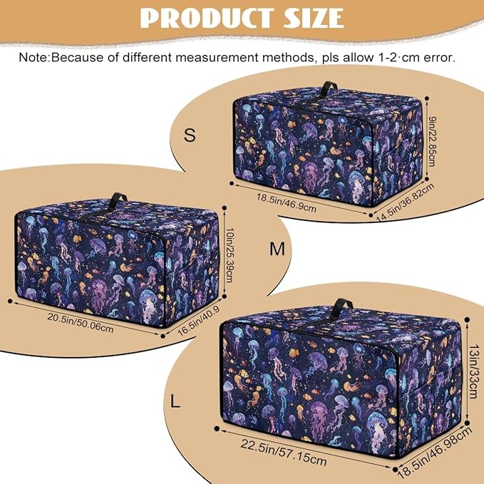 Jellyfish Clownfish Bubble Print Microwave Oven Cover Dust-Proof Fabric Toaster Oven Covers Easy to Clean Foldable Microwave Oven Grill Cover Protector with Top Handle, L
