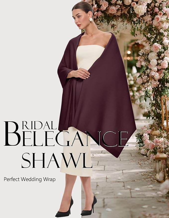 PULI Women's Pashmina Shawl Wraps for Evening Dress Large Scarf Blanket Long Wedding Bridal Winter Warm Shoulder Wrap