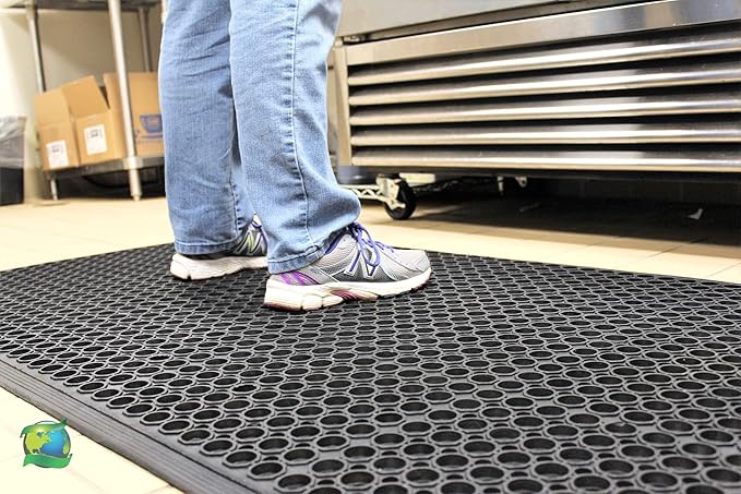Envelor Anti Fatigue Rubber Floor Mat Non-Slip Restaurant Mat for Floors Bar Drainage Mat Doormat Utility Garage Home Slip Pool Entry 36 x 60 Inches