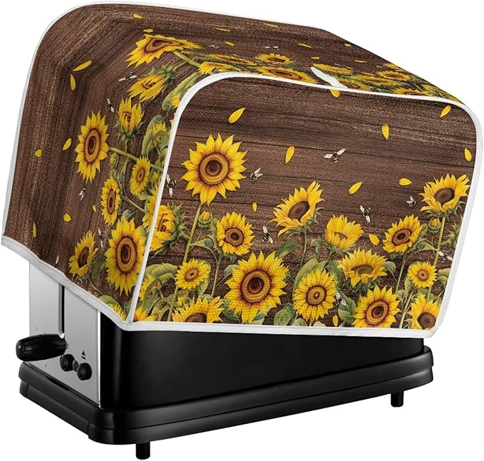 Sunflower Print Toaster Cover Dustproof Bread Maker Protector Kitchen Accessories, Universal 2 Slice Oven Cover Appliance Cover, Washable Appliance Protection