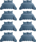 IR Imperial Rooms 8 Pack California King Quilt Bedding Set (118"x106") - Bulk Wholesale for Hotels, Guest Bedroom & Airbnbs - Lightweight Microfiber Reversible Embossed Quilts Bedspread (Light Blue)