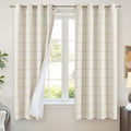 Sage Green Plaid Linen Blackout Curtains for Bedroom - Boho Style Curtains Thermal Insulated, Pattern Printed Rustic Drapes Window Treatments for Farmhouse, 52x63 Inch 2 Panels