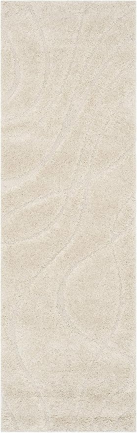 SAFAVIEH Florida Shag Collection Runner Rug - 2'3" x 7', Creme & Creme, Non-Shedding & Easy Care, 1.2-inch Thick Ideal for High Traffic Areas in Living Room, Bedroom (SG471-1111)