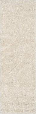 SAFAVIEH Florida Shag Collection Runner Rug - 2'3" x 17', Creme & Creme, Striped Design, Plush 1.2-inch Thick, Ideal for High Traffic Areas in Living Room, Bedroom, Dining (SG471-1111-217)