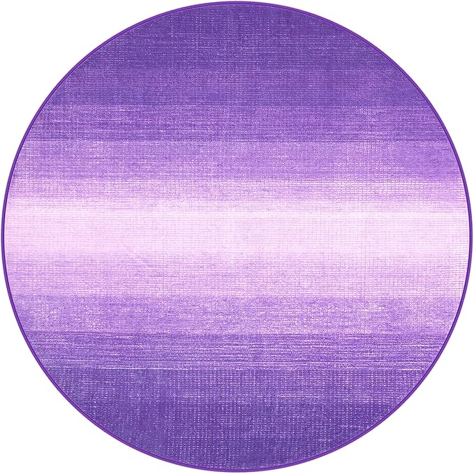 Wonnitar Modern Ombre Washable Round Rugs 5ft, Purple Round Living Room Rug, Soft Circle Bedroom Area Rug, Contemporary Low Pile Large Throw Carpet for Nursery Dining Room (Purple, Round 5ft)