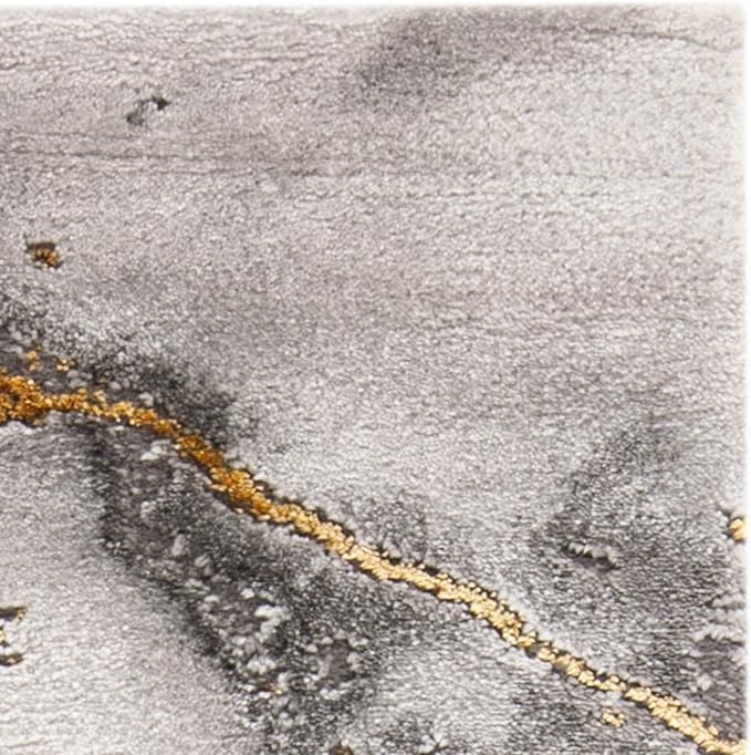 SAFAVIEH Craft Collection Area Rug - 5'3" Square, Grey & Gold, Modern Abstract Design, Non-Shedding & Easy Care, Ideal for High Traffic Areas in Living Room, Bedroom (CFT877F)