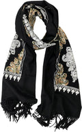 Urban CoCo Women's Embroidered Tassel Long Shawl Oversize Scarf Wraps for Women