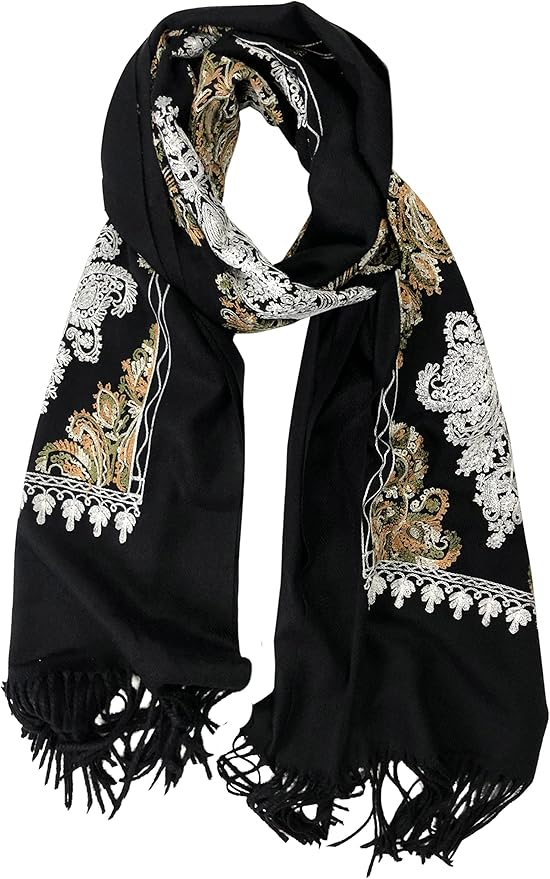 Urban CoCo Women's Embroidered Tassel Long Shawl Oversize Scarf Wraps for Women