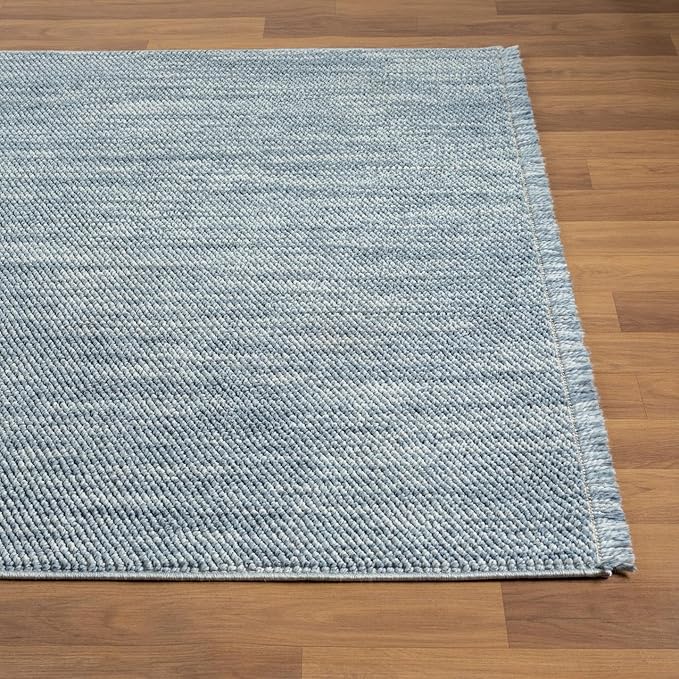 LUXE WEAVERS Solid Machine Woven Blue 8x10 Area Rug, Indoor Stain-Resistant Carpet