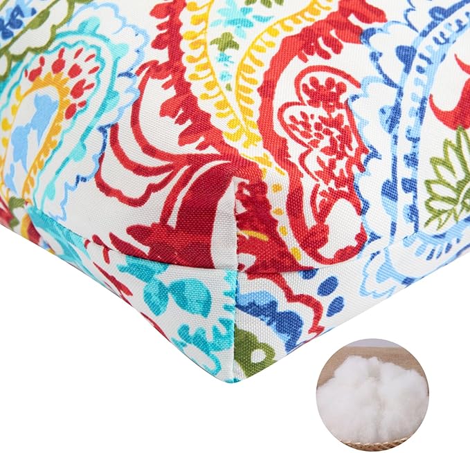 FUNHOME Outdoor Bench Cushion 48 x18 inch with Non-Slip Grips,Water Resistant Porch Swing Cushion,Bench Pillow Pads,Floral Tufted Cushions for Patio Garden Furniture,48" Seat Cushions(Phoenix)