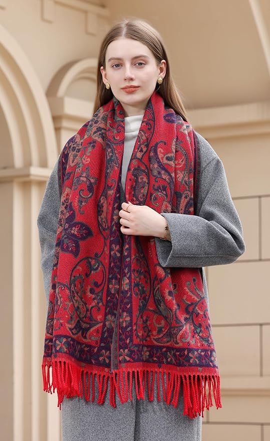 Wander Agio Warm Fashion Scarf Long Shawl Large Blanket Winter Wraps Scarves for Women Cashmere Jacquard Vintage Paisley