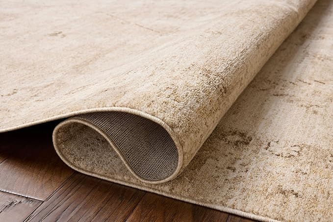 Loloi Chris Loves Julia Palma Collection PLM-06 Natural/Smoke 2'-7" x 7'-6" Fringe Runner Rug Vintage Style Boho Living Room Bedroom Carpet