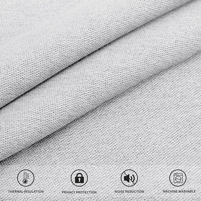 Easy-Going Linen Look Blackout Curtain Grommet Window Curtain Drapes for Bedroom, Living Room Thermal Insulated Room Darkening (2 Panels, 42x84 inch, Greyish White)