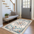 3x5 Boho Entryway Rug Beige Oriental Area Rug Indoor Entrance Non Slip Door Mat Stain Resistant Washable Machine Soft Low Pile Small Carpet Bathroom Kitchen