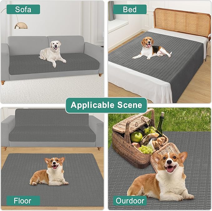 Foxdecor Couch Cover Sofa Covers Washable, Dog Bed Cover Couch Covers for 3 Cushion Couch Sofa Pet Friendly, Dog Couch Cover Furniture Covers for Pets.(Dark Grey 32x94 inch)