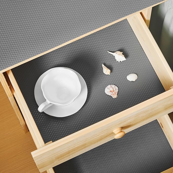 100% EVA Shelf Liner for Kitchen Cabinet, 12" x 240" Drawer Liners Non Adhesive Non Slip Waterproof Plastic Paper, Dresser Pantry Bathroom Refrigerator Protector, Grey
