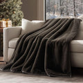 EVERGRACEHOME Ultra Soft Luxury Fluffy Mink Faux Fur Throw Blanket, Thick Warm Fall Winter Blankets for Bed, Couch, Cozy Plush Reversible Blanket for Chair, Sofa (Dark Brown, 50"x60")