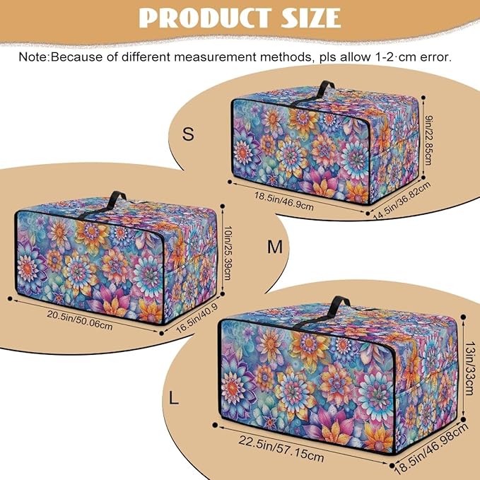 Boho Mandala Floral Print Microwave Oven Dust Cover with Storage Bags Universal Toaster Oven Cover Waterproof Polyester-Linen Fabric Kitchen Appliance Protector, S