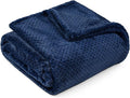 PAVILIA Navy Blue Throw Blanket for Couch, Twin Bed, Soft Fleece Throws for Sofa Chair, Fuzzy Waffle Textured Blanket, Cozy Warm Lightweight All Season Blanket Throw, 60x80