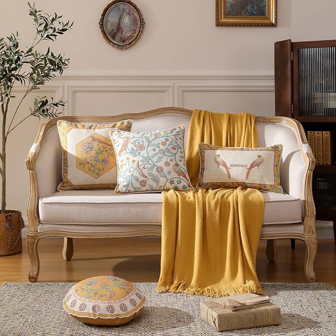 patdrea Linen Decorative Throw Pillow Covers Set Soft Durable Cushion Cases Pillowcase for Couch Bedroom Car Living Room 12"x 20"