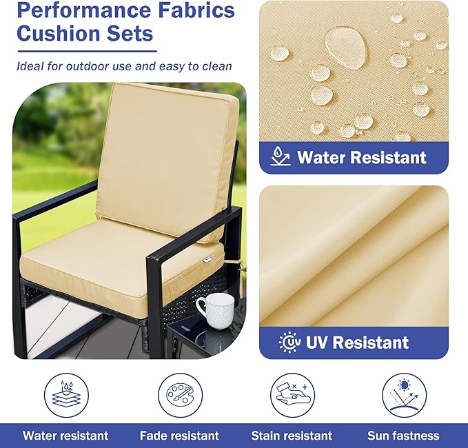 Outdoor Chair Cushions, Waterproof Patio Chair Cushions 22x22x3 Inch, Outdoor Cushions with Removable Cover for Sofa, Fade Resistant Patio Cushions for Outdoor Furniture, Beige