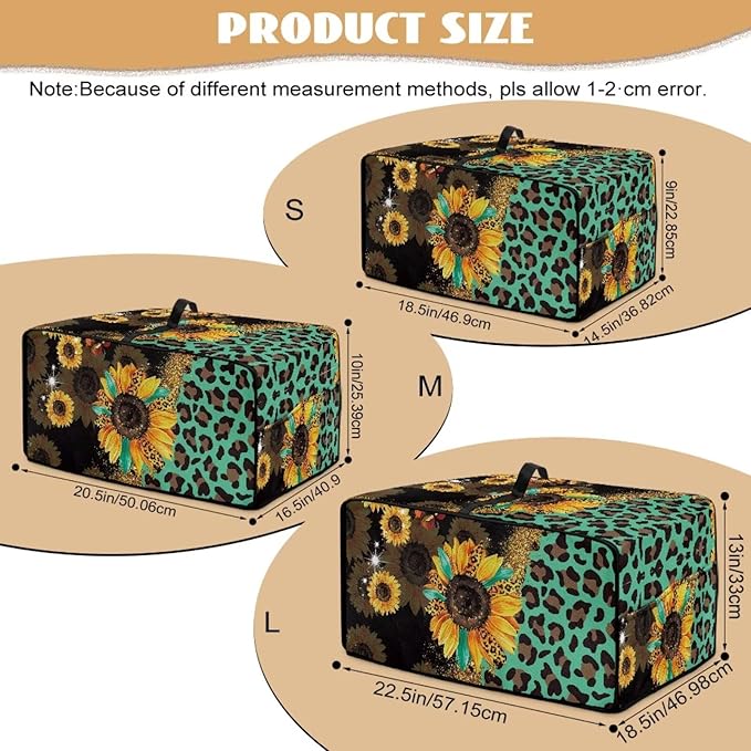 Toaster Oven Protective Cover with Side Pockets, Dustproof Smart Microwave Oven Protector for Kitchen Countertop, L, 18.5 x 22.5 x 13 Inches, Sunflower Leopard Print