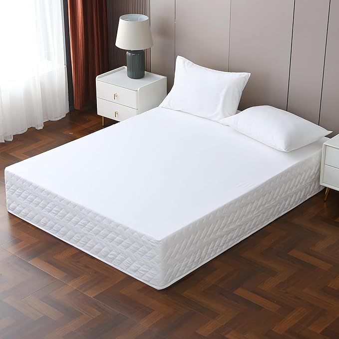 Queen Bed Skirt-Box Spring Cover with 14 Inch Tailored Drop,Wrinkle and Fade Resistant Hotel Wrap Around Bed Skirts,Bed Frame Cover (Checkered White, Queen)