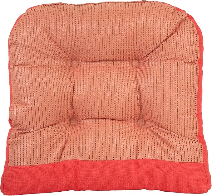 Klear Vu Gripper Overstuffed Universal Non-Slip Dining Chair Cushions for Kitchen Decor or Office Use, U-Shaped Skid-Proof Seat Pad, 17x17 Inches, 2 Count (Pack of 1), Solid Coral