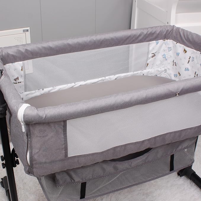 Belsden Pack of 3 Fitted Bassinet Sheet Set, Flexible Fit Various Bassinet, Adapts to Oval, Hourglasss and Rectangle Shaped Bassinet Pads, Cloudy Soft Washable Material, Grey Moon & Grey & Grey Star