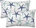 Throw Pillow Covers Nautical Starfish Pillow Covers 20x12 Inch Set of 2 Navy Blue and Turquoise Sea Stars Throw Pillows Decorative Pillow Cases Cushion Covers for Bedroom Livingroom