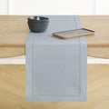 Solino Home Linen Dusty Blue Table Runner 36 Inches - Classic Hemstitch, 100% Pure Linen Coffee Table Runner 14 x 36 Inch Ideal for Dresser Tables