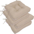 RACE LEAF 4 Pack 17x17 Inch Patio Chair Cushions, Thickened Seat Cushions Waterproof Stain Resistant with Non-Slip Ties (Khaki)