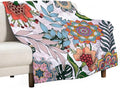 Boho Flowers Blanket for Women Girls, Rustic Bohemian Mandala Palm Leaves Plants Botanical Print Blanket for Bedroom Living Room Couch Sofa, 60"x80"