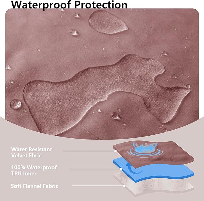 Waterproof Blanket for Bed, Leak Proof Dog Couch Blankets Reversible, Pet Throw Sofa Furniture Protector Machine Washable-82 x120,Burgundy Red+Cream