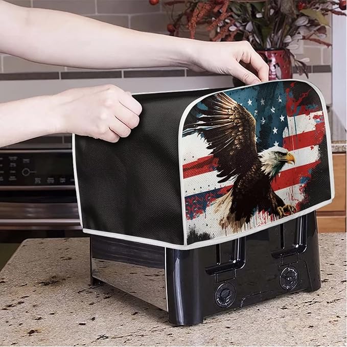ZFRXIGN Bald Eagle Toaster Cover 2 Slice Wide Slot Small Appliance Covers Kitchen Decor Accessories Toaster Oven Cover Bread Maker Cover American Flag Patiotic Decor