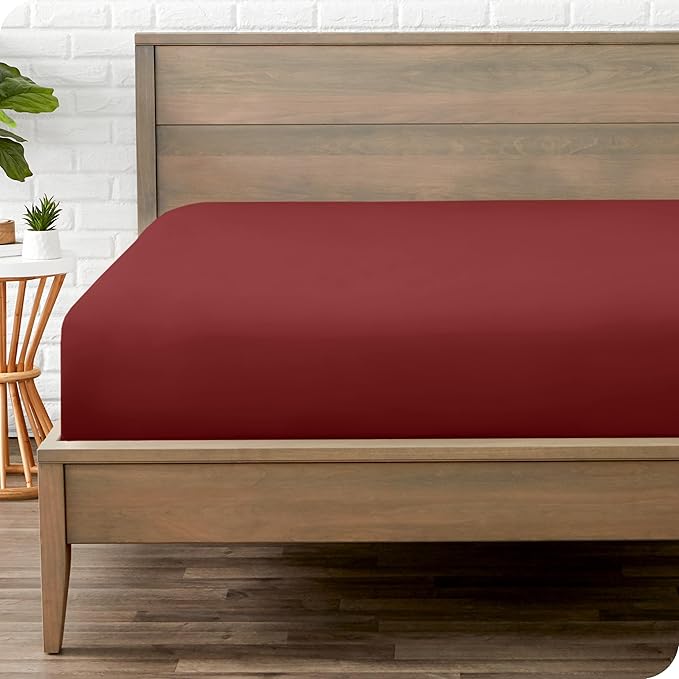 Fitted Bottom Sheet King Size - Premium 1800 Microfiber - Ultra-Soft Hotel Luxury - Deep Pocket - Durable and Long Lasting - Fitted Sheet (King, Rosewood)