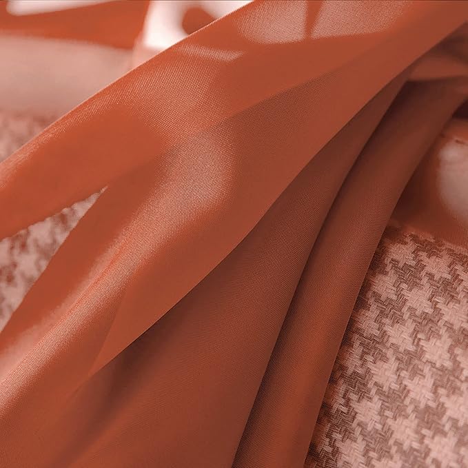 MIULEE Short Sheer Curtains 30 Inch Length for Kitchen Bathroom Cafe Half Window Treatment, Terracotta Rod Pocket Tier Fall Curtains 2 Panels 29x30 Inches Long, Burnt Orange