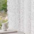 Anmao Vintage Lace Curtains 45 Inches Long 2 Panels Set, Romantic Elegant Light Filtering Semi Sheer Floral Thick Lacy Curtain Drapes for Living Room and Bedroom, Each Panel 55W x 45L, White Leaves